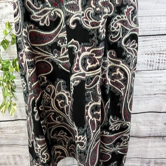 Christopher & Banks Skirt size 10 Black Red Paisley A Line Midi Boho Modest Slim - Picture 8 of 16